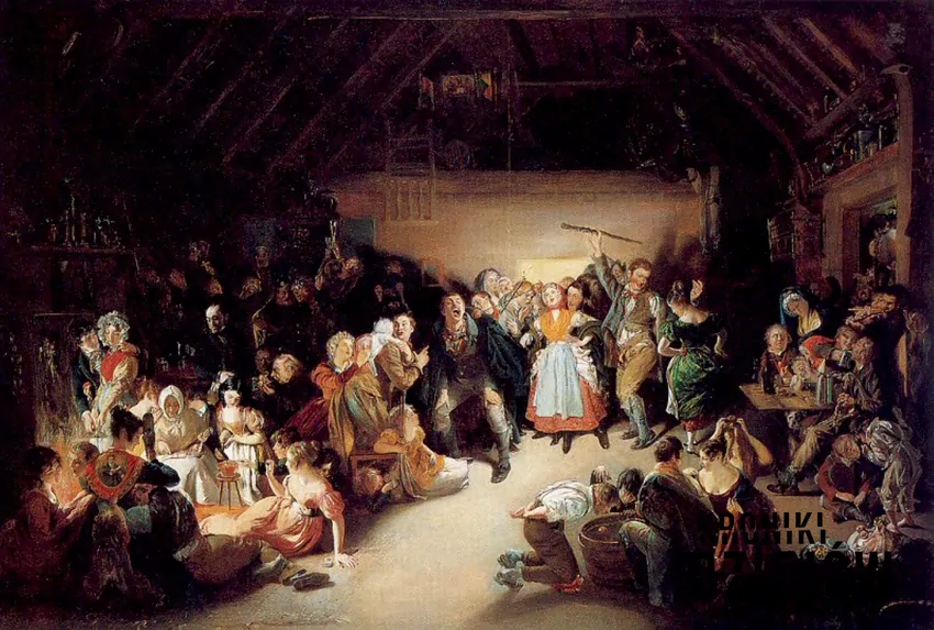Zabawa z okazji Halloween w Blarney w Irlandii na obrazie Daniela Maclise'a (1832), fot. domena publiczna/Wikipedia Zabawa z okazji Halloween w Blarney w Irlandii na obrazie Daniela Maclise'a (1832)