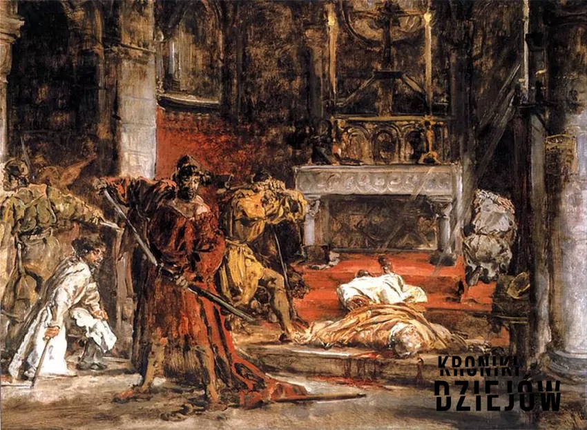 Zabójstwo świętego Stanisława według Jana Matejki - fot. domena publiczna Stanisław ze Szczepanowa, czyli święty Stanisław, jego życiorys, działalność antypolityczna, kanonizacja i kult w Polsce