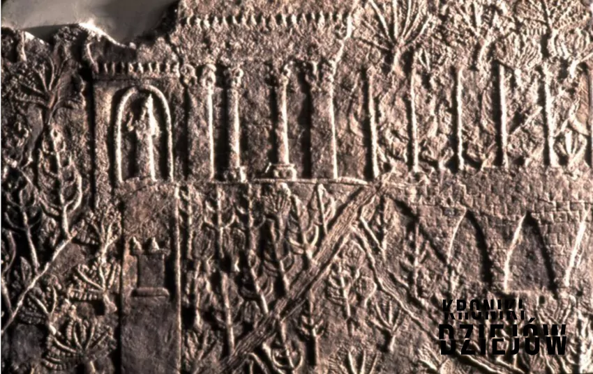 Asyryjski relief ścienny przedstawiający ogrody w Niniwie