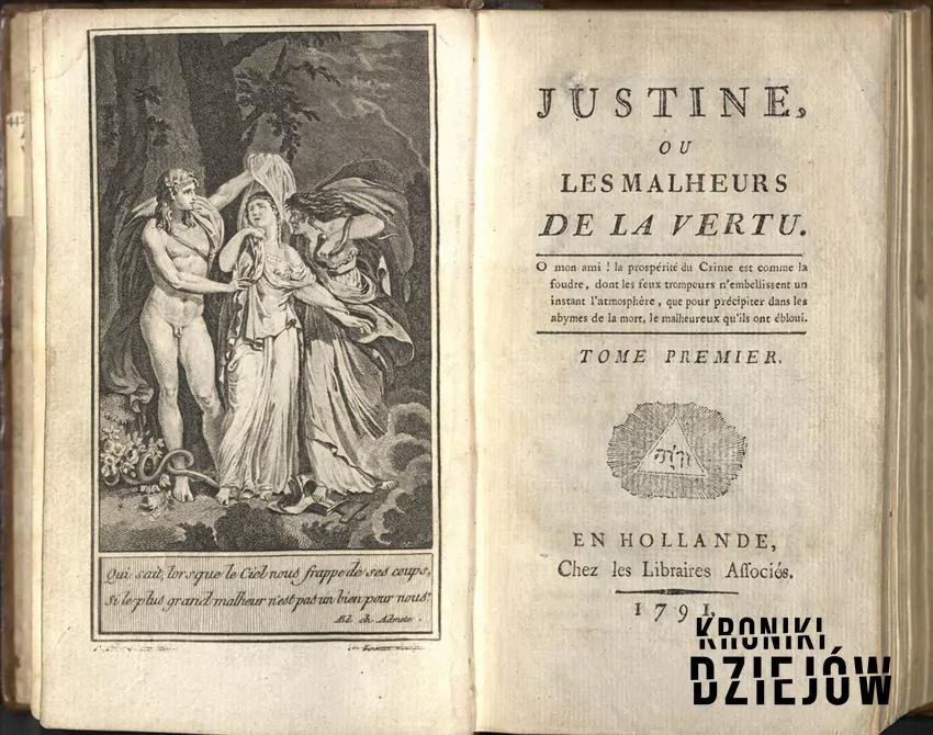 Strona tytułowa "Justyny" markiza de Sade (1791)