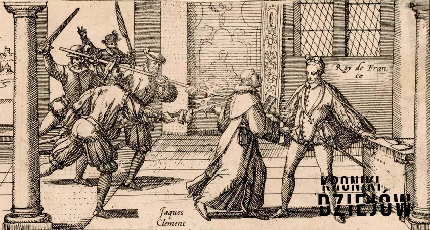 Śmierć Henryka Walezego na rycinie Fransa Hogenberga, fot. domena publiczna/Wikipedia Śmierć Henryka Walezego na rycinie Fransa Hogenberga