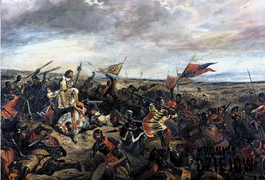 Król Jan II Dobry podczas bitwy pod Poitiers, obraz Eugène'a Delacroix - fot. domena publiczna Bitwa pod Poitiers, czyli dokładne daty, przebieg, strony konfliktu, przyczyny oraz wynik