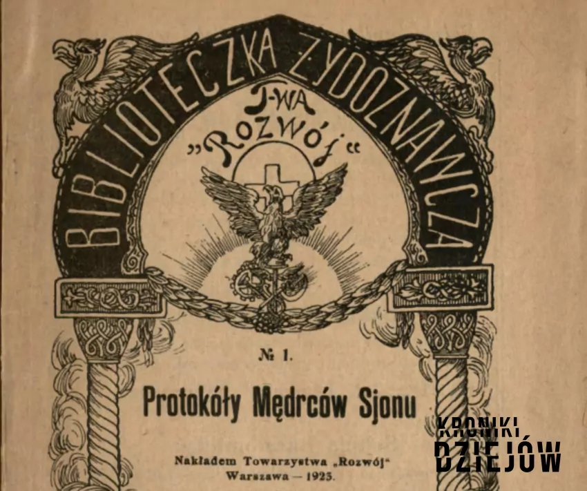 Okładka „Protokołów mędrców Syjonu”, wydanie opublikowane przez Towarzystwo Rozwój w Warszawie w 1923 roku