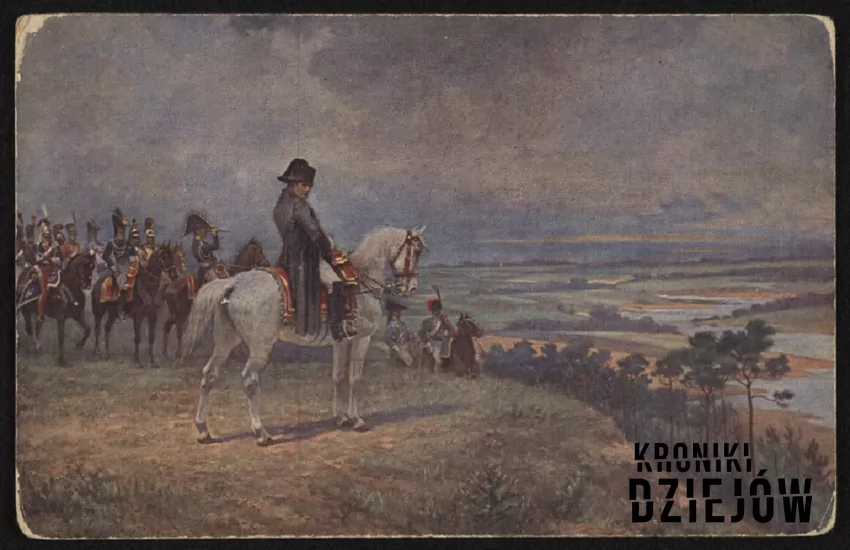 Wyprawa Napoleona na Rosję trwała zaledwie kilka miesięcy, ale w jej czasie zmieniło się oblicze świata - rycina Wiktora Mazurowskiego przedstawia wodza na koniu