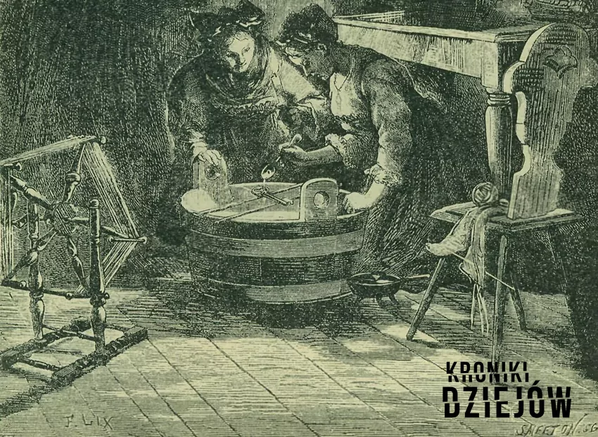 Wylewanie ołowiu na zimną wodę przez ucho od klucza