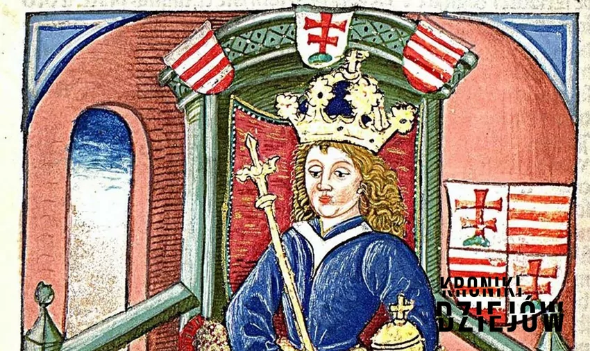 Ludwik Węgierski na ilustracji w „Kronice Węgierów” (Chronika Hungarorum) z XV wieku - fot. domena publiczna Ludwik Węgierski Andegaweński, czyli król Polski, jego działalność, przywilej koszycki, biografia, życiorys, informacje i daty