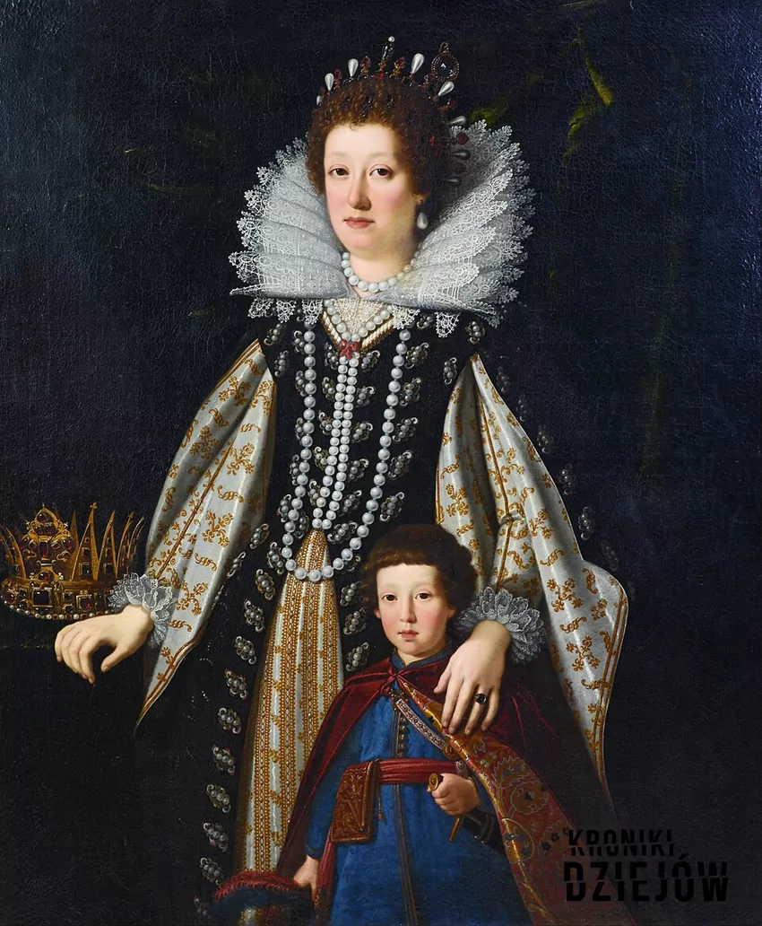 Diament Florencki mogła nosić Maria Magdalena Austriaczka - matka Ferdynanda II Medyceusza, fot. domena publiczna Maria Magdalena Austriaczka z Ferdynandem II jako dzieckiem