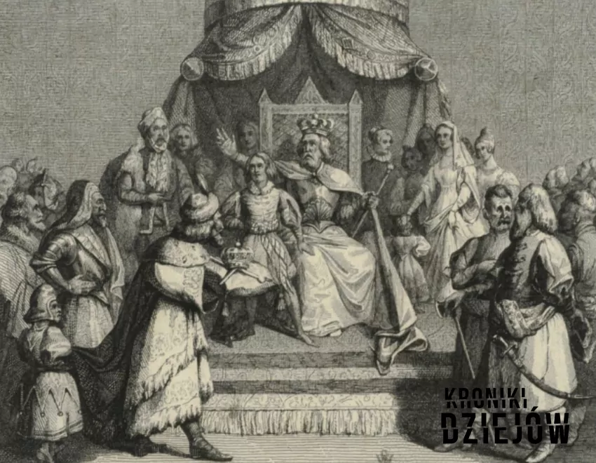 Posłowie Czescy ofiarowują koronę Władysławowi synowi Kazimierza Jagiellończyka - fot. domena publiczna Jagiellonowie na tronach Europy, czyli data, władcy, państwa, którymi rządzili, najważniejsze informacje