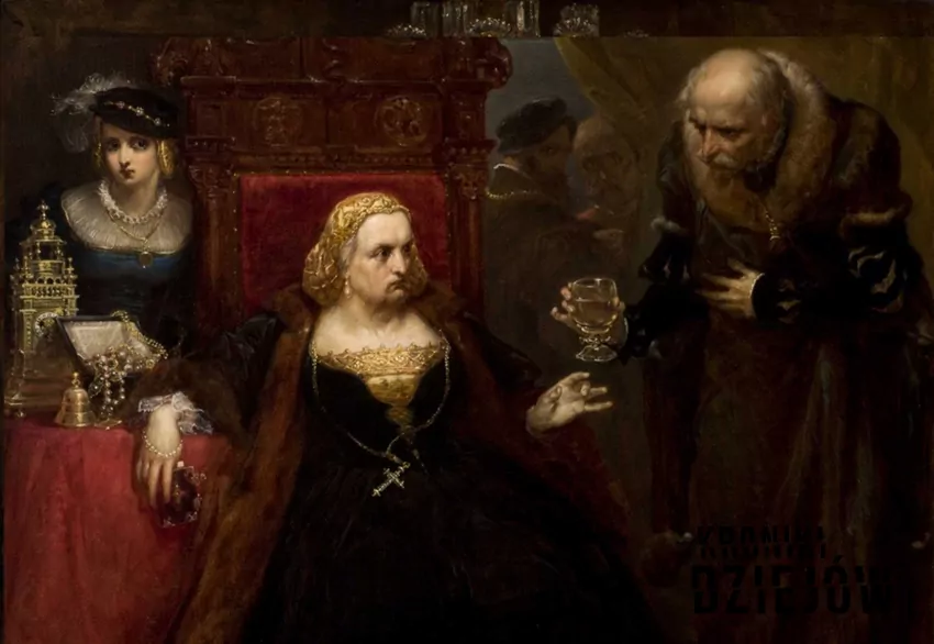 „Otrucie królowej Bony” Jana Matejki. Królowa zmarła w Bari, otruta przez swojego lekarza, przekupionego przez Habsburgów - fot. domena publiczna Sumy Neaoplitańskie, czyli sumy barskie, a także jaką rolę w ich pożyczeniu miała Bona Sworza - ciekawostki i pojęcia