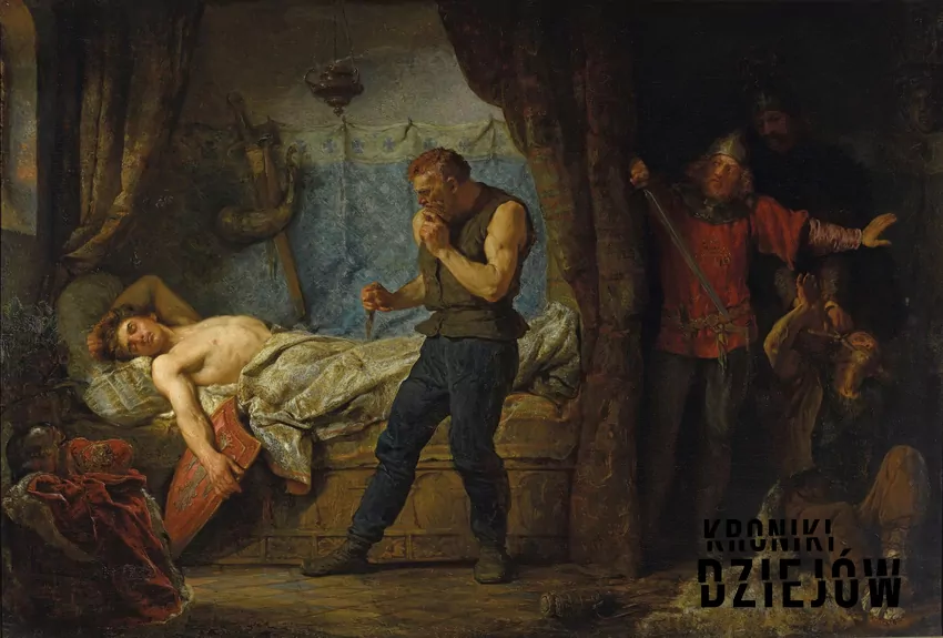 Zabójstwo Przemysła II w Rogoźnie, obraz Wojciecha Gersona (1881), fot. domena publiczna/Wikipedia Zabójstwo Przemysła II w Rogoźnie, obraz Wojciecha Gersona (1881)