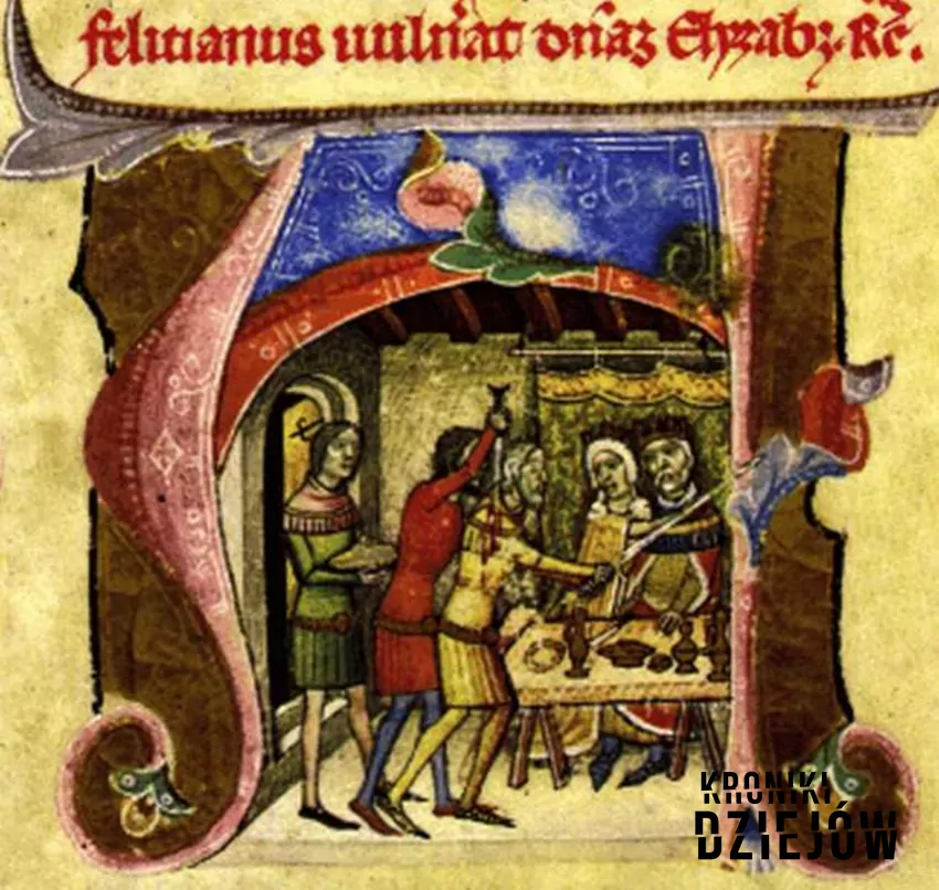 Zamach Felicjana Zacha (miniatura z Kroniki Ilustrowanej) - fot. domena publiczna Klara Zach i Kazimierz Wielki, a także ich romans, najważniejsze informacje, skandal i zamach