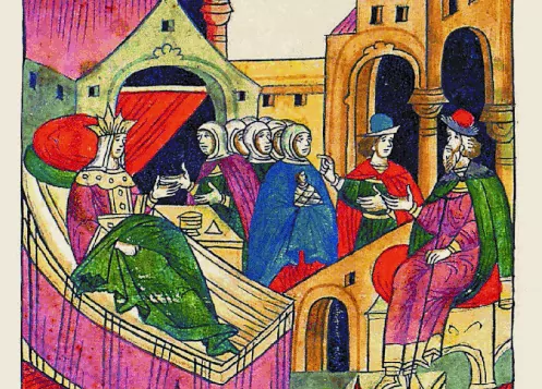 Fragment XVI-wecznego manuskryptu rosyjskiego przedstawiający narodziny Heleny Iwanowny narodziny Heleny