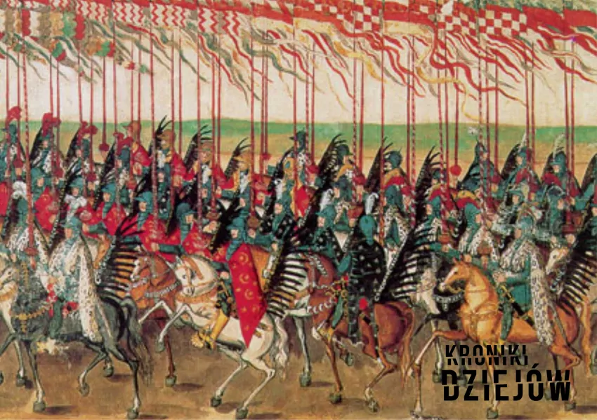 Husarze podczas parady z okazji triumfalnego wjazdu Zygmunta III Wazy do Krakowa w 1605 roku na tzw. rolce sztokholmskiej - fot. domena publiczna Husaria i jej historia, czyli powstania, daty, uzbrojenie, sukcesy oraz taktyka działania
