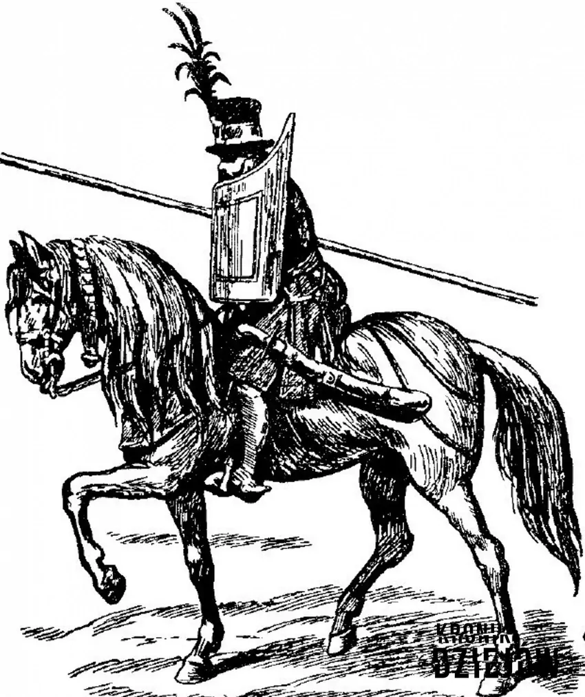 Rac (serbski poprzednik husarza) według wyobrażenia z opracowania „Dzieje wojen i wojskowości w Polsce” Tadeusza Korzona - fot. domena publiczna Husaria i jej historia, czyli daty, uzbrojenie i konie oraz chorągwie w Polsce