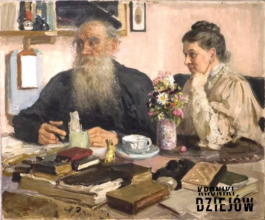 Lew Tołstoj z żoną Zofią na portrecie, fot. domena publiczna Portret Lwa i Zofii Tołstoj