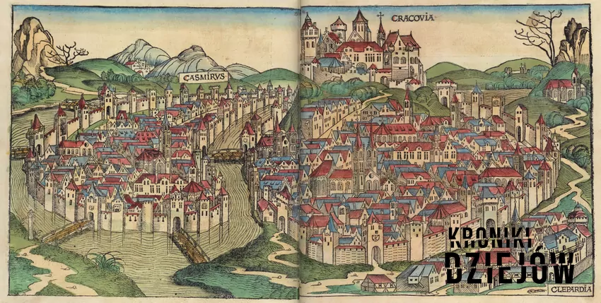 XIV-wieczny kraków w wyobrażeniu Hartmanna Schnedla na kolorowej ilustracji, a także jak Władysław Łokietek sprawdzał polskość krakowiskich mieszczan