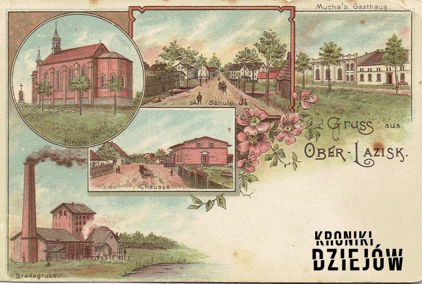 Łaziska Górne (Ober Lazisk) w 1913 roku na pocztówce, czyli miejsce, gdzie mieszkał i dorastał Jan Lupa