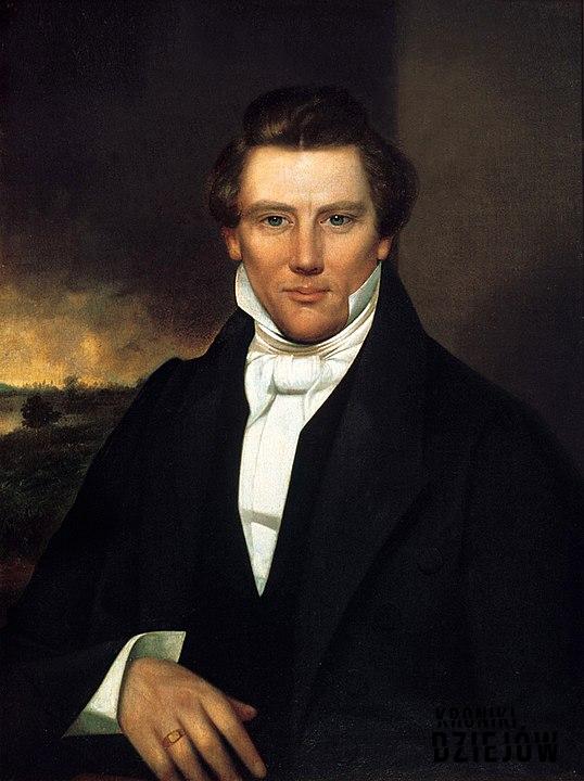 Portret założyciela wspólnoty Mormonów Josepha Smitha Jr'a, skąd wywodzi się religia mormonów, kto jest przywódcą społeczności mormonów